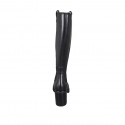 Woman's boot with elastic bands and squared tip in black leather heel 8 - Available sizes:  32, 43