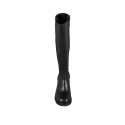 Botas para mujer con elasticos y puntera cuadrada en piel negra tacon 8 - Tallas disponibles:  32, 33, 34, 43