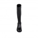 Woman's boot with elastic bands and squared tip in black leather heel 8 - Available sizes:  32, 43
