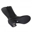 Woman's boot with elastic bands and squared tip in black leather heel 8 - Available sizes:  32, 43