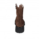Woman's laced ankle boot with zipper, fur lining and squared tip in brown suede heel 5 - Available sizes:  42