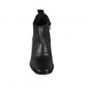 Woman's ankle boot with buckle, squared tip and zipper in black leather heel 6 - Available sizes:  32, 45