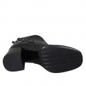 Woman's ankle boot with buckle, squared tip and zipper in black leather heel 6 - Available sizes:  32, 45