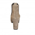 Woman's ankle boot with platform and elastic bands in taupe suede heel 9 - Available sizes:  42, 45