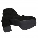 Woman's ankle boot with zipper, platform and chain in black suede heel 9 - Available sizes:  42, 45
