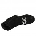 Woman's ankle boot with zipper, platform and chain in black suede heel 9 - Available sizes:  42, 45