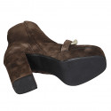 Botin para mujer con plataforma, cremallera y cadena en gamuza marron tacon 9 - Tallas disponibles:  32, 43