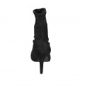 Woman's pointy ankle boot in black elastic suede heel 8 - Available sizes:  45