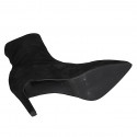 Woman's pointy ankle boot in black elastic suede heel 8 - Available sizes:  45