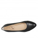 Woman's pump with captoe in black leather heel 5 - Available sizes:  32, 43, 45
