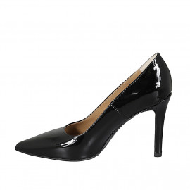 ﻿Woman's pointy pump in black patent leather with heel 9 - Available sizes:  32 2