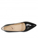 ﻿Zapato de salón puntiagudo en charol negro con tacon 9 - Tallas disponibles:  32