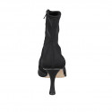 Bottines à bout pointu pour femmes avec fermeture éclair en cuir et tissu elastique noir talon 9 - Pointures disponibles:  43, 45