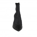 Botines puntiagudos para mujer con cremallera en piel y tejido elastico negro tacon 9 - Tallas disponibles:  43, 45