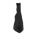 Woman's pointy ankle boot with zipper in black leather and elastic fabric 9 - Available sizes:  42, 43, 45