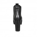 Botines para mujer con elasticos y plataforma en piel negra tacon 9 - Tallas disponibles:  42
