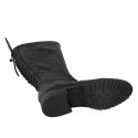 Woman's laced boot with zipper in black leather heel 3 - Available sizes:  44