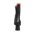 Woman's ankle boot with zipper and accessory in black leather heel 7 - Available sizes:  43