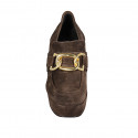 Woman's mocassin with platform and chain in brown suede heel 9 - Available sizes:  32, 34, 42, 43