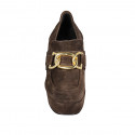 Woman's mocassin with platform and chain in brown suede heel 9 - Available sizes:  34, 42, 43