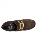 Woman's mocassin with platform and chain in brown suede heel 9 - Available sizes:  34, 42, 43