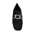 Woman's mocassin with platform and chain in black suede heel 9 - Available sizes:  43, 44