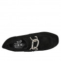 Woman's mocassin with platform and chain in black suede heel 9 - Available sizes:  43, 44