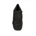 Mocasino para mujer con plataforma en gamuza negra tacon 9 - Tallas disponibles:  42, 43