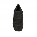 Woman's mocassin with platform in black suede heel 9 - Available sizes:  42, 43