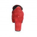 Woman's mocassin with platform in dark red suede heel 9 - Available sizes:  32, 34, 42, 43
