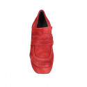 Woman's mocassin with platform in dark red suede heel 9 - Available sizes:  32, 42, 43