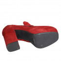 Woman's mocassin with platform in dark red suede heel 9 - Available sizes:  32, 34, 42, 43