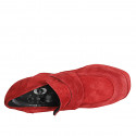 Woman's mocassin with platform in dark red suede heel 9 - Available sizes:  32, 34, 42, 43