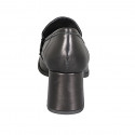 Mocasin pour femmes avec accessoire en cuir noir talon 6 - Pointures disponibles:  44