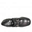 Woman's loafer with accessory in black leather heel 6 - Available sizes:  44