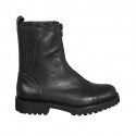 Woman's ankle boot with captoe, front zipper and elastic band in black leather heel 3 - Available sizes:  32, 45