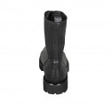 Woman's ankle boot with captoe, front zipper and elastic band in black leather heel 3 - Available sizes:  32, 45