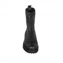 Woman's ankle boot with captoe, front zipper and elastic band in black leather heel 3 - Available sizes:  32, 45