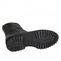 Woman's ankle boot with captoe, front zipper and elastic band in black leather heel 3 - Available sizes:  32, 45