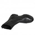 Woman's ankle boot with captoe, front zipper and elastic band in black leather heel 3 - Available sizes:  32, 45