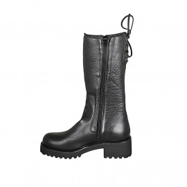 Bottes pour femmes avec lacet posterieur et fermeture éclair en cuir noir talon 5 - Pointures disponibles:  42, 43 2