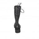 Bottes pour femmes avec lacet posterieur et fermeture éclair en cuir noir talon 5 - Pointures disponibles:  42, 43