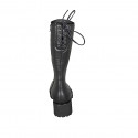 Woman's boot with zipper and backside laces in black leather heel 5 - Available sizes:  42, 43