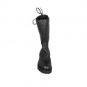 Woman's boot with zipper and backside laces in black leather heel 5 - Available sizes:  42, 43