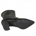 Botines a punta para mujer con cremallera y accesorio en piel negra tacon 8 - Tallas disponibles:  32, 34, 42, 43, 45