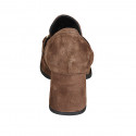 Woman's mocassin with accessory in brown suede heel 6 - Available sizes:  32, 33, 43, 44, 45