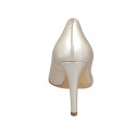 ﻿Escarpin élégant à bout pointu pour femmes en cuir lamé platine talon 9 - Pointures disponibles:  31, 34, 42, 43