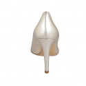 ﻿Zapato de salon puntiagudo elegante para mujer en piel laminada platino tacon 9 - Tallas disponibles:  31, 34, 42, 43, 45