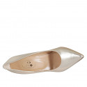 ﻿Escarpin élégant à bout pointu pour femmes en cuir lamé platine talon 9 - Pointures disponibles:  31, 34, 42, 43