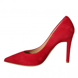 ﻿Women's pointy pump shoe in red suede heel 9 - Available sizes:  31, 33, 34, 42, 43 2